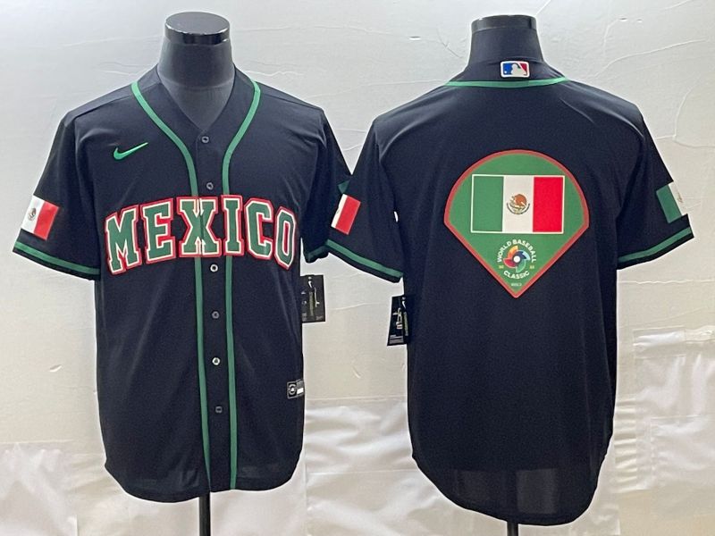Men 2023 World Cub Mexico Blank Black green Nike MLB Jersey1->more jerseys->MLB Jersey